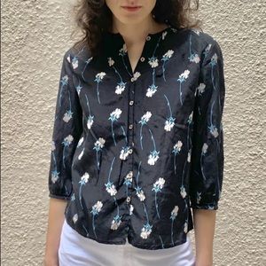 Rachel Comey Silk Floral Blouse Top